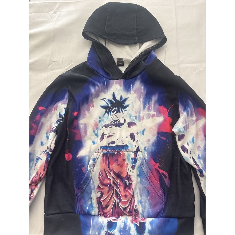 Dragon Ball Super Ultra Instinct Son Goku Hoodie Boys Size 120 6/7 3D Pullover